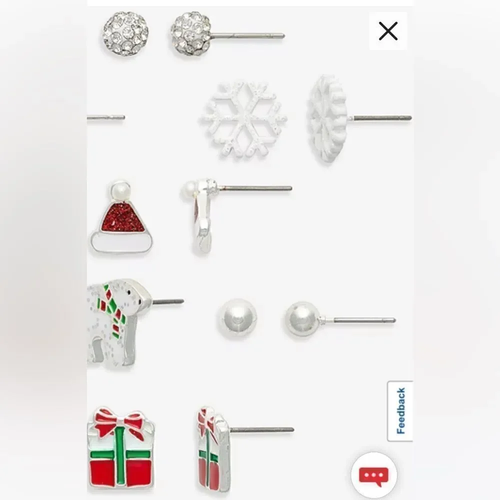 Mixit Gold Tone Christmas 9 Pair Cubic Zirconia Earring Set NWT 3 poly mailers